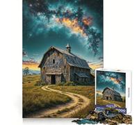 Rompecabezas Granero rústico bajo Cielo Estrellado para Adolescentes, 1000 Piezas, estimula la Memoria, Relajante, Divertido, de Corte Premium, Regalo Elegante (38x26cm)