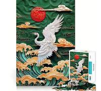 Rompecabezas Grulla en pleno Vuelo sobre Olas Doradas para Adolescentes, 1000 Piezas, Recall Upgrade Calm Relax Clear Cut Art Collection Piece (50x75cm)