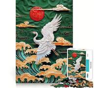 Rompecabezas Grulla en pleno Vuelo sobre Olas Doradas para Adultos, 1000 Piezas, Grupo de Habilidad Mental, Joy, Calidad, Edge Art Collection Piece (38x52cm)