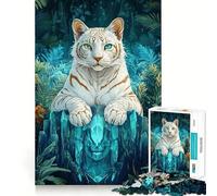 Rompecabezas Guardián del Tigre Blanco para Adultos 1000 Piezas Juego para ejercitar la Mente Corte de precisión Bordes Suaves desafío Divertido para Pasar el Tiempo (38x52cm)