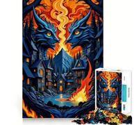Rompecabezas Guardianes del Dragón de Piedra y Fuego en un Pueblo para Adolescentes, 1000 Piezas, Actividad para Desarrollar la Capacidad Mental, Regalo Festivo de Borde Exacto 38x52cm