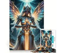 Rompecabezas Guerrero Alado con Espada Brillante de 1000 Piezas Diversión para ejercitar la Mente Piezas sin Rebabas y de Corte Limpio Actividad Absorbente para Noches tranquilas (38x52cm)