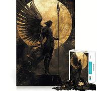 Rompecabezas Guerrero Alado con Lanza y Luna,1000 Piezas,diversión para estimular la concentración,tecnología Avanzada de Corte láser,Juego Mental Ideal para Viajar, (38x52cm)
