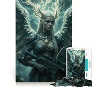 Rompecabezas Guerrero Alado con Rifle y Escudo,1000 Piezas Juego cognitivo Divertido con Estructura de Encaje preciso Actividad para Fortalecer los Lazos Familiares (50x75cm)