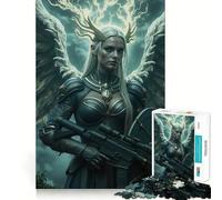 Rompecabezas Guerrero Alado con Rifle y Escudo para Adolescentes,1000 Piezas,Juego de Habilidades Mentales,Corte Láser para un Tiempo de Entrenamiento Mental Tranquilo Casa (38x26cm)