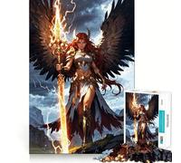 Rompecabezas Guerrero Angélico con Bastón Relámpago para Adolescentes,1000 Piezas,Divertido Juego de Memoria,Superficie Lisa y Sin Rebabas,Regalo de Cumpleaños,Juguete para Acertijos (50x75cm)