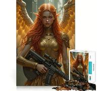 Rompecabezas Guerrero Angélico con Rifle,1000 Piezas,Juego de Habilidad Mental,Ajuste Estable,sin Piezas Que se muevan,pasatiempo Agradable para Fines de Semana Largos (50x75cm)