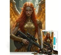 Rompecabezas Guerrero Angélico con Rifle,1000 Piezas para Adolescentes Entrenamiento de Memoria Diversión,conexión Limpia y sin interrupciones Actividad grupal Relajante para Interiores (38x52cm)