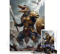 Rompecabezas Guerrero caimán con Armadura Dorada para Adolescentes, 1000 Piezas, Ejercicio Mental, distracción Suave, Corte preciso, (50x75cm)
