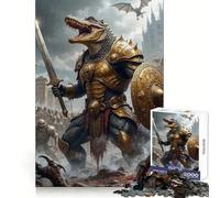 Rompecabezas Guerrero caimán con Armadura Dorada para Adultos 1000 Piezas para Entrenar la Memoria Tiempo Bien invertido Bordes precisos (38x26cm)