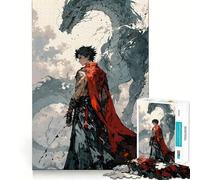 Rompecabezas Guerrero con Dragón para Adultos 1000 Piezas Juego para ejercitar la Mente Corte de precisión Bordes Suaves desafío Divertido para Pasar el Tiempo (38x26cm)