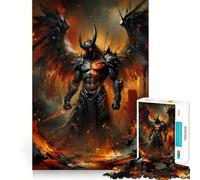 Rompecabezas Guerrero Demonio Alado en Paisaje Ardiente 1000 Think Boost Juego Cierre Firme Sin Piezas Sueltas Desafío Mental Interactivo para el Hogar (38x52cm)