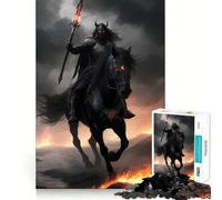 Rompecabezas Guerrero en Fuego a Caballo para Adolescentes 1000 Piezas Divertido Juego de Memoria Superficie Lisa y Sin Rebabas Regalo de Cumpleaños Juguete para Acertijos (38x52cm)