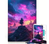 Rompecabezas Guerrero en Silueta al Atardecer de 1000 Piezas para Adolescentes Juguete de lógica Clara, fácil de Usar, Ocio y como Regalo de cumpleaños 38x52cm