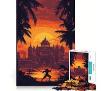 Rompecabezas Guerrero en Silueta al Atardecer para Adultos, 1000 Piezas Fortalece la Memoria Divertido y Relajante Bordes de Calidad Un Regalo Encantador 38x52cm