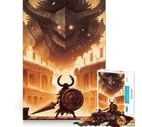 Rompecabezas Guerrero Enfrentando a un Demonio Colosal 1000 Piezas Recall Fun Play Piezas sin Rebabas de Corte Limpio Juego portátil y Divertido (38x26cm)
