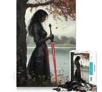 Rompecabezas Guerrero Junto al Lago 1000 Piezas Juego de concentración Mental Corte de precisión Bordes Lisos Actividad Absorbente para Noches tranquilas (38x26cm)