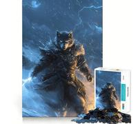 Rompecabezas Guerrero Lobo con Rayo de 1000 Piezas Diversión para estimular la concentración Tecnología Avanzada de Corte láser Juego Mental Ideal para Viajar (38x26cm)