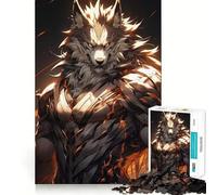 Rompecabezas Guerrero Lobo para Adultos,1000 Piezas,Estimulación Mental,Juego,Corte Preciso,Alineación, Actividad para Fortalecer los Estrechos de Parejas (50x75cm)