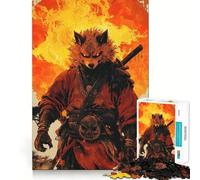 Rompecabezas Guerrero Samurai Lobo 1000 Piezas Entrenamiento Académico Divertido Piezas Que Encajan a la perfección Regalo de Cumpleaños Juguete para Estimular la Mente (50x75cm)