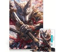 Rompecabezas Guerrero Samurai Lobo 1000 Piezas Estimula la cognición Diversión Piezas sin Rebabas Corte Limpio Juguete de Entretenimiento para Interiores (38x26cm)