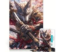 Rompecabezas Guerrero Samurai Lobo 1000 Piezas Juego Mental Divertido Piezas de Ajuste preciso Actividad Relajante para Grupos en Interiores (38x52cm)