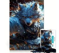 Rompecabezas Guerrero Samurai Lobo con Katana,1000 Piezas,Juego de Memoria Cerebral, Corte láser,Actividad Absorbente para Noches tranquilas (50x75cm)