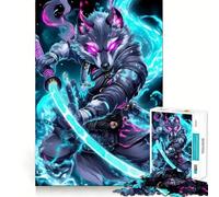 Rompecabezas Guerrero Samurai Lobo de 1000 Piezas Juego cognitivo Divertido con Estructura de Encaje preciso Actividad para Fortalecer los Lazos Familiares (50x75cm)