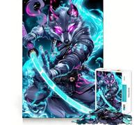 Rompecabezas Guerrero Samurai Lobo para Adolescentes 1000 Piezas Juego para Estimular la Mentalidad Piezas sin Rebabas Cortes Limpios Fácil de Aprender Diversión en Familia (38x26cm)