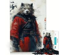 Rompecabezas Guerrero Samurai Lobo para Adultos,1000 Piezas,Juego de Habilidad y Pensamiento,Troquelado de Alta precisión,desafío entretenido para el Tiempo Libre (50x75cm)