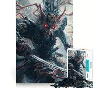 Rompecabezas Guerrero Samurai Lobo para Adultos,1000 Piezas,Juego para Estimular la Mente,Piezas de Encaje, Actividad Relajante para Grupos en Interiores (50x75cm)