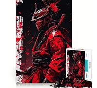 Rompecabezas Guerrero Samurai Rojo para Adolescentes 1000 Piezas Mejora la Memoria Alivia la Tensión Bordes Precisos Pieza de Bellas Artes (38x52cm)