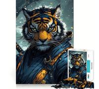 Rompecabezas Guerrero Samurai Tigre para Adultos, 1000 Piezas, Smart Reason Toy Group Joy, Borde Liso, Pieza de Arte 50x75cm