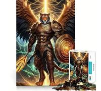 Rompecabezas Guerrero Tigre Alado con Armadura Dorada 1000 Recall Fun Play Tecnología Avanzada de Corte Láser Juguete de Entretenimiento para Interiores (38x52cm)