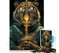Rompecabezas Guerrero Tigre con Espada, 1000 Piezas, para Adolescentes Juguete para desarrollar la Mente Divertido diseño para armar Regalo Elegante 38x26cm