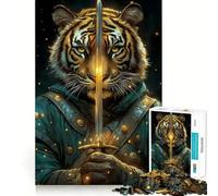 Rompecabezas Guerrero Tigre con Espada para Adultos, 1000 Piezas, Juego Inteligente, Alivia la Tensión, Patrón de Montaje, Regalo Conmovedor 50x75cm