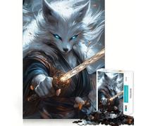 Rompecabezas Guerrero Zorro Blanco 1000 Juego de concentración Mental Diseño de Ajuste Huecos Desafío Cerebral Interactivo para el hogar (38x52cm)