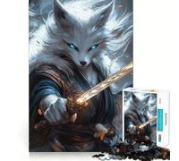 Rompecabezas Guerrero Zorro Blanco de 1000 Piezas para Adolescentes Entrenamiento de Memoria Diversión conexión Limpia y sin interrupciones Actividad grupal Relajante para Interiores (38x26cm)