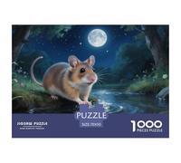 Rompecabezas Hamster De 1000 Piezas para Adultos, Puzzle Escena de Ruisseau Iluminado por la Luna Adultos, Juego Familiar Productos Lúdicos Creativos 70x50cm/1000pcs