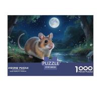 Rompecabezas Hamster De 1000 Piezas para Adultos, Rompecabezas Lógico Escena de Ruisseau Iluminado por la Luna Adultos, Juego Familiar Regalos Creativos 38x26cm/1000pcs
