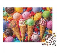 Rompecabezas Helados Coloridos 1000 Piezas Adultos Conos Helado Caramelos Postre Vibrante Premium Grueso Resistente Vibrante Desafiante Alivio Estrés Juego Regalo 70x50cm/1000pzs