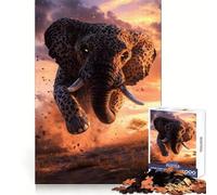 Rompecabezas híbrido de Guepardo y Elefante de 1000 Piezas para Adolescentes Rompecabezas Intelectual,Divertido,Ligero,de Corte Fino, Navidad (50x75cm)