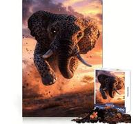 Rompecabezas híbrido de Guepardo y Elefante para Adultos,1000 Piezas,para desarrollar la Memoria,Actividad Relajante,Bordes limpios, (38x26cm)