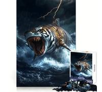Rompecabezas híbrido de tiburón Tigre de 1000 Piezas para Adolescentes, Juguete de lógica, Divertido, de Corte preciso, Regalo Elegante 38x26cm