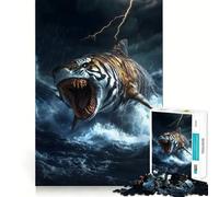 Rompecabezas híbrido de tiburón Tigre de 1000 Piezas para Adolescentes, Juguete de lógica, Divertido, de Corte preciso, Regalo Elegante 38x26cm