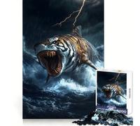 Rompecabezas híbrido de tiburón Tigre de 1000 Piezas para Adultos y Adolescentes Juguete cognitivo, Entretenimiento, Montaje de Patrones, Regalo Festivo 50x75cm