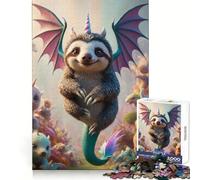 Rompecabezas híbrido de Unicornio, dragón y bebé Perezoso, 1000 Piezas, Ejercicio Cerebral, relajación, Corte de precisión, Regalo significativo (38x26cm)