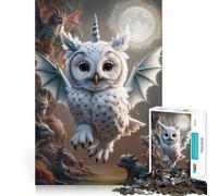Rompecabezas híbrido de Unicornio,dragón y búho para Adolescentes,1000 Piezas,Juego de Memoria Mental,Cierre Seguro,sin Piezas Sueltas,Ideal para Viajar, ejercitar la Mente 38x52cm
