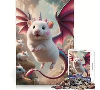 Rompecabezas híbrido de Unicornio, ratón Blanco y dragón de 1000 Piezas para Adolescentes Pensamiento estratégico Escape Sereno Diseño Limpio y reflexivo Navidad (38x52cm)