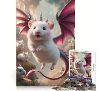 Rompecabezas híbrido de Unicornio, ratón Blanco y dragón de 1000 Piezas para Adultos Ejercicio cognitivo Entretenimiento Casual Sin Bordes ásperos Regalo Memorable (50x75cm)